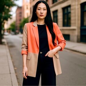 ASOS Vibrant Orange and Tan Blazer